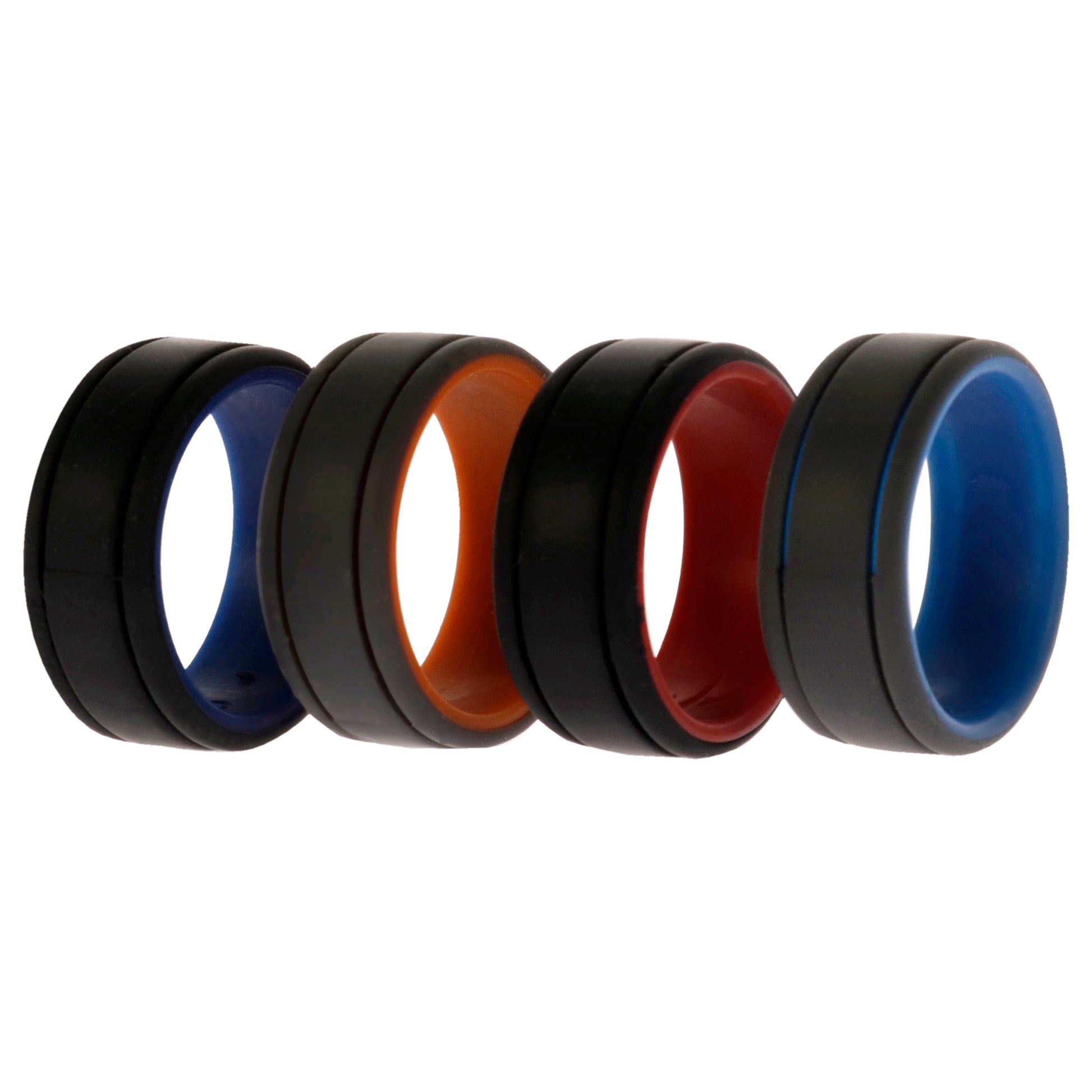 ROQ Silicone Wedding 2Layer Lines Ring Set - Grey-Black