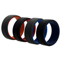 ROQ Silicone Wedding 2Layer Lines Ring Set - Grey-Black