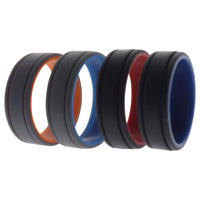 ROQ Silicone Wedding 2Layer Lines Ring Set - Grey-Black