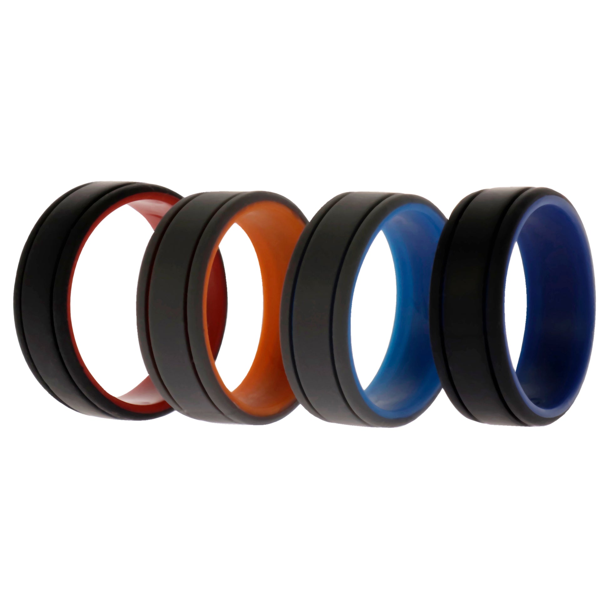 ROQ Silicone Wedding 2Layer Lines Ring Set - Grey-Black