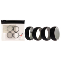 ROQ Silicone Wedding 2Layer Dome Ring Set - Black-Marble