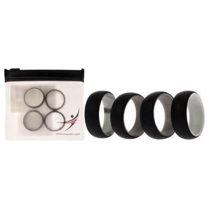 ROQ Silicone Wedding 2Layer Dome Ring Set - Black-Marble