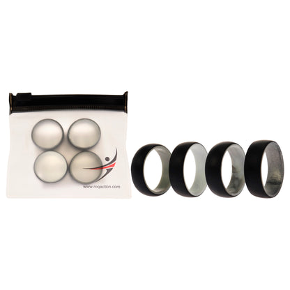 ROQ Silicone Wedding 2Layer Dome Ring Set - Black-Marble
