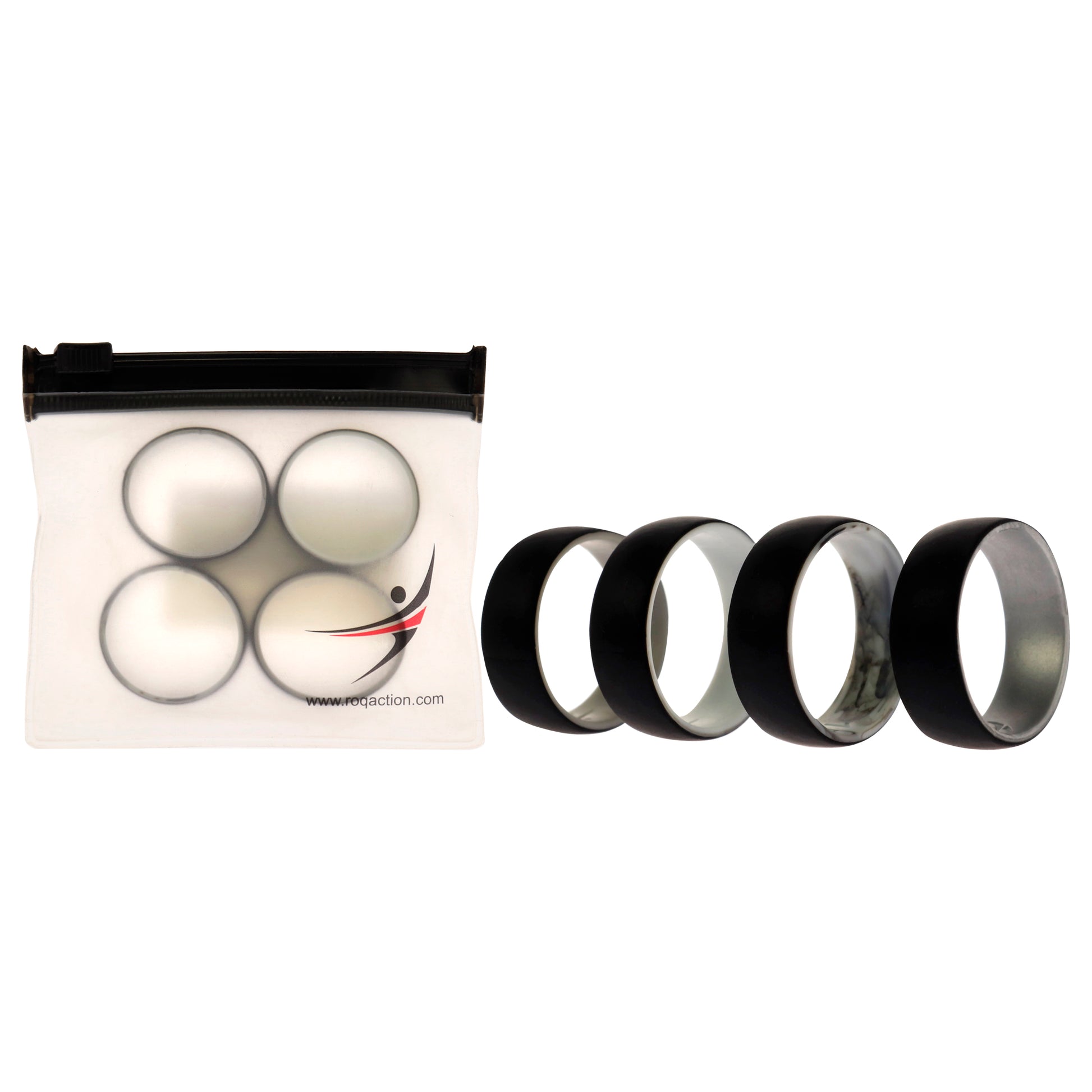 ROQ Silicone Wedding 2Layer Dome Ring Set - Black-Marble