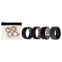 ROQ Silicone Wedding 2Layer Lines Ring Set - Silver-Camo