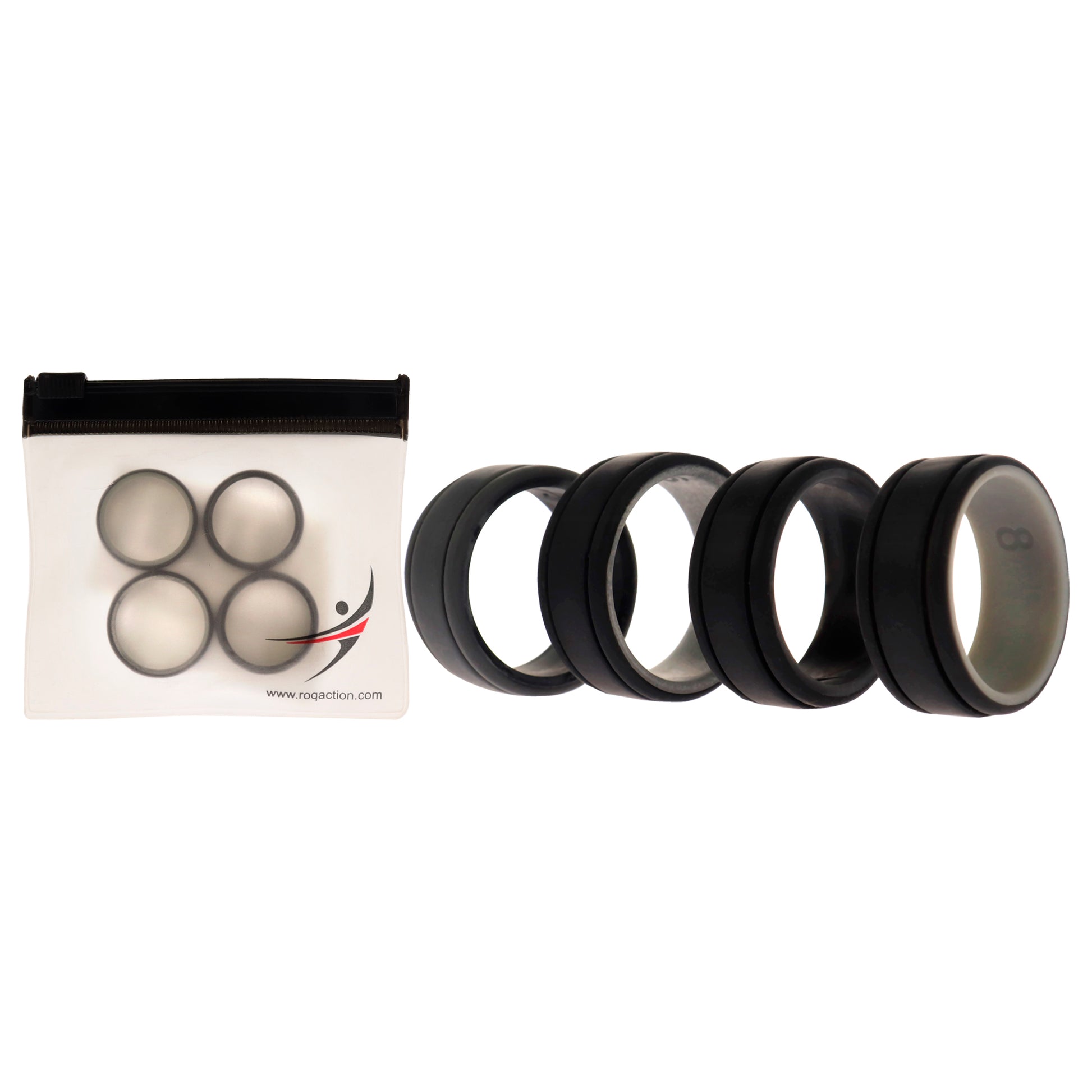 ROQ Silicone Wedding 2Layer Lines Ring Set - Silver-Camo