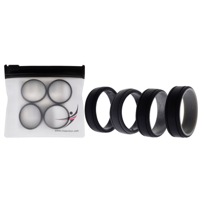 ROQ Silicone Wedding 2Layer Lines Ring Set - Silver-Camo