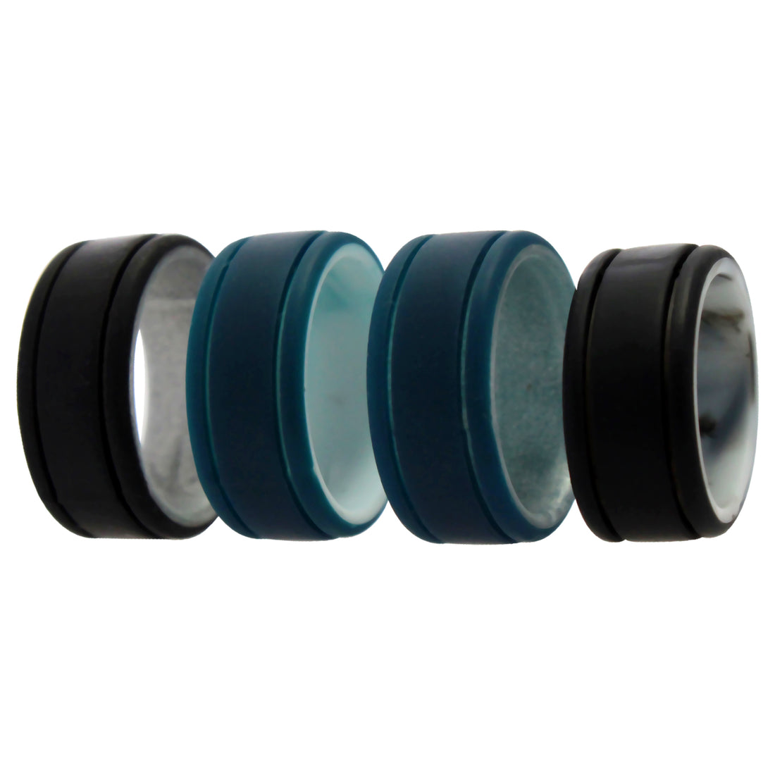 ROQ Silicone Wedding 2Layer Lines Ring Set - Marble