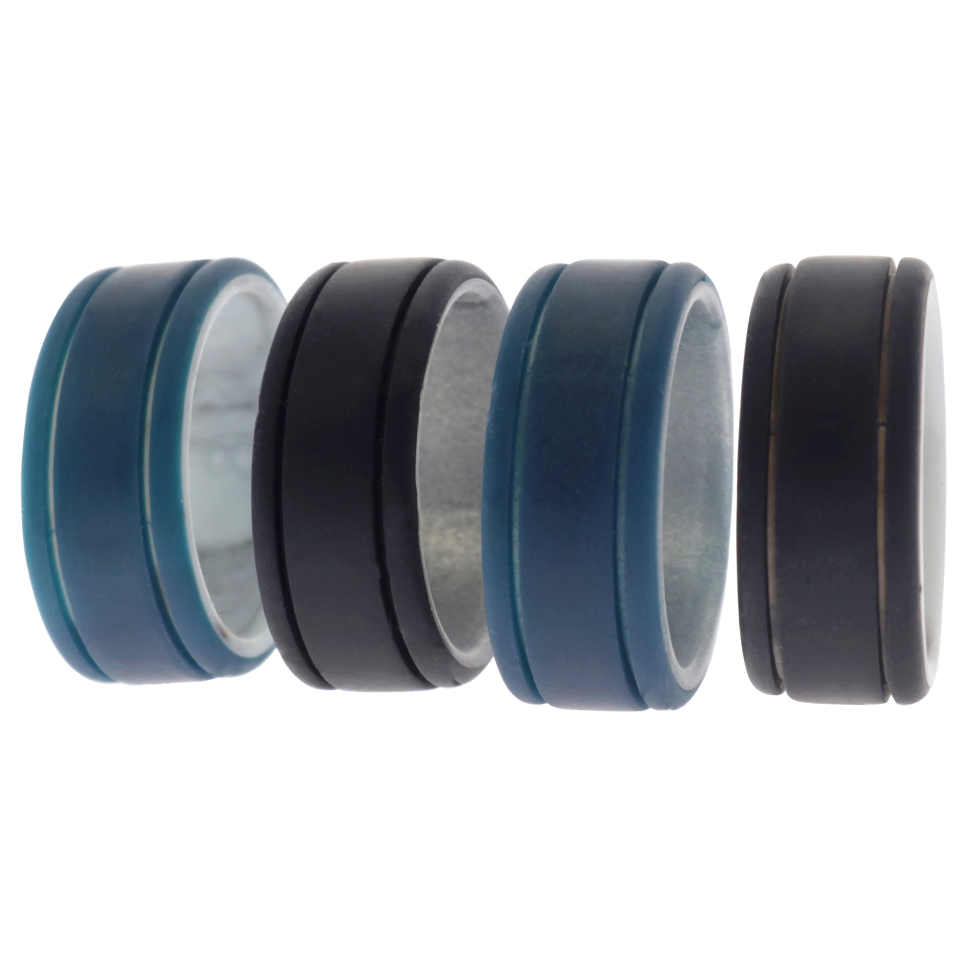 ROQ Silicone Wedding 2Layer Lines Ring Set - Marble