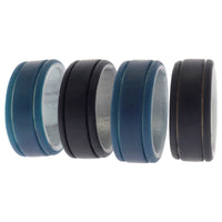 ROQ Silicone Wedding 2Layer Lines Ring Set - Marble