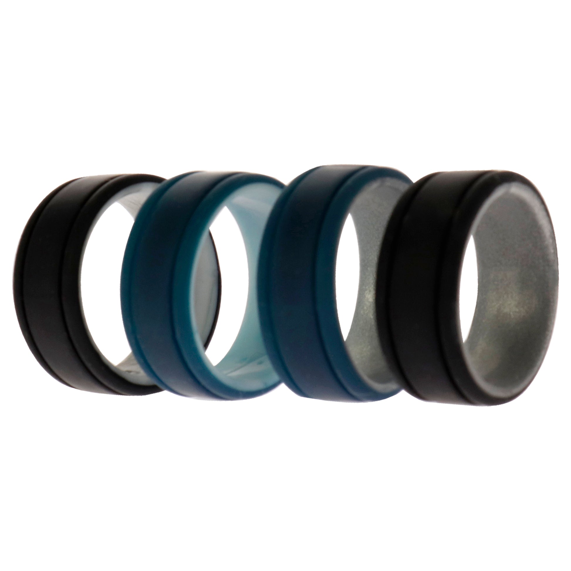 ROQ Silicone Wedding 2Layer Lines Ring Set - Marble