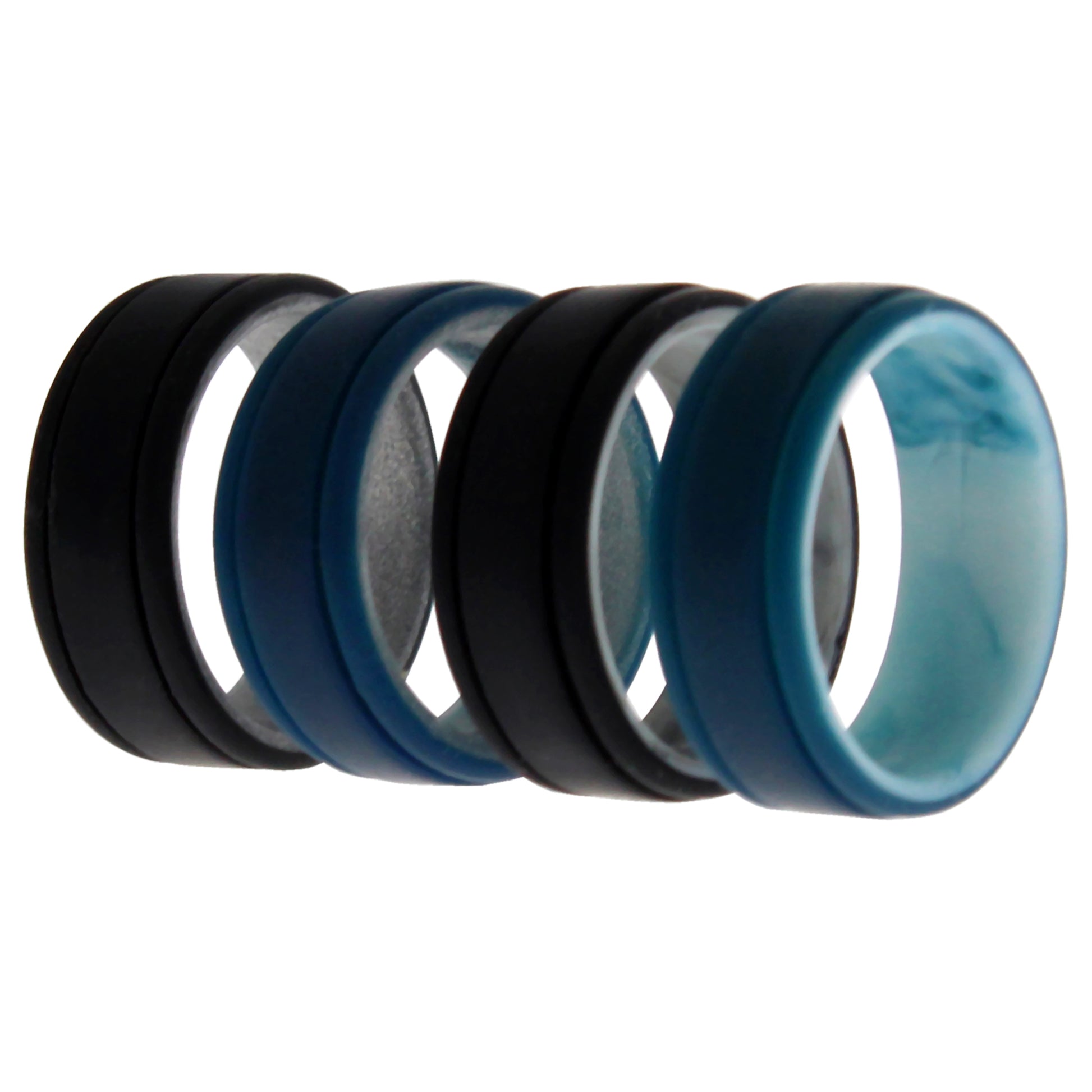 ROQ Silicone Wedding 2Layer Lines Ring Set - Marble