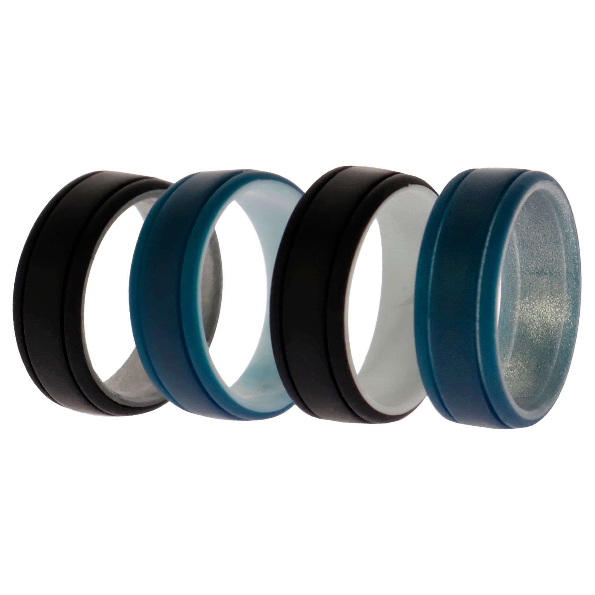 ROQ Silicone Wedding 2Layer Lines Ring Set - Marble