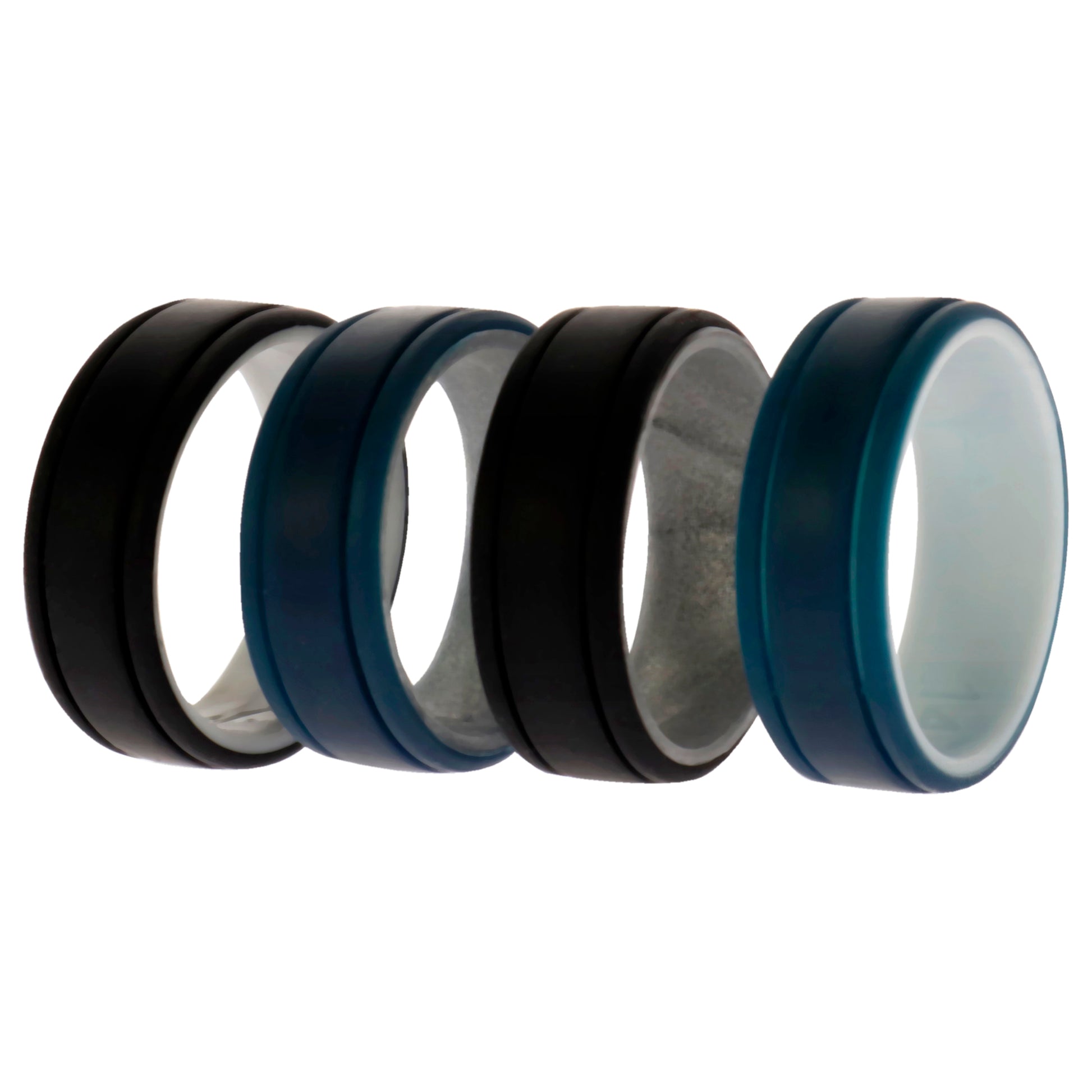 ROQ Silicone Wedding 2Layer Lines Ring Set - Marble