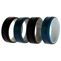 ROQ Silicone Wedding 2Layer Lines Ring Set - Marble