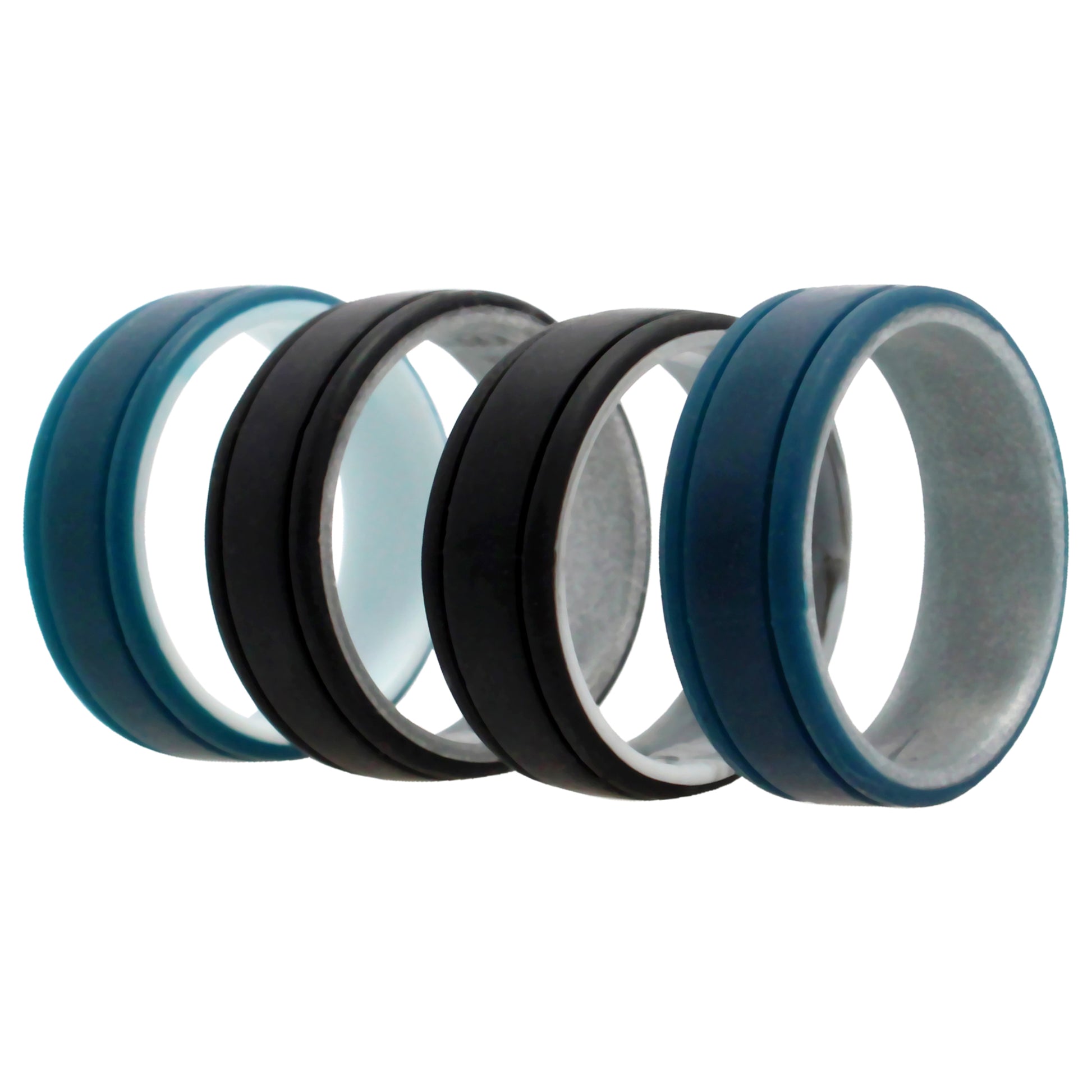 ROQ Silicone Wedding 2Layer Lines Ring Set - Marble