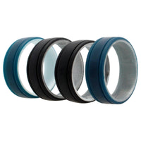 ROQ Silicone Wedding 2Layer Lines Ring Set - Marble