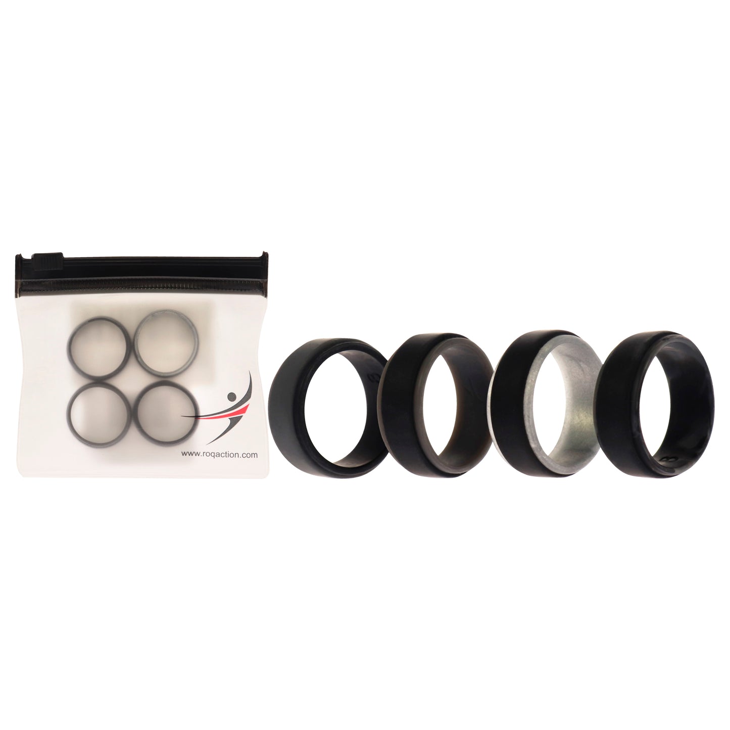ROQ Silicone Wedding 2Layer Step Ring Set - Grey Black