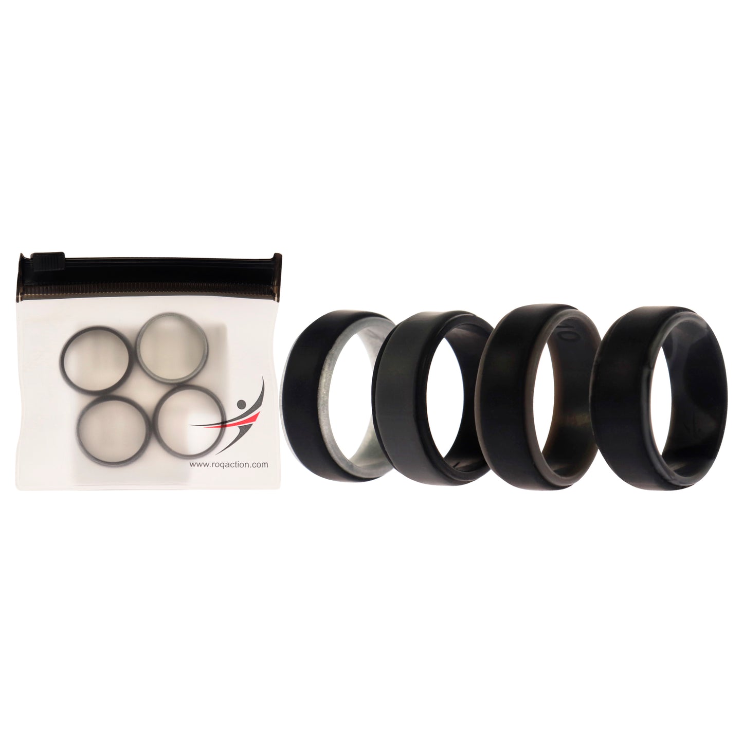ROQ Silicone Wedding 2Layer Step Ring Set - Grey Black