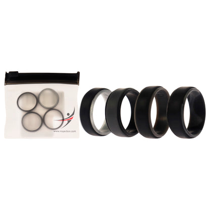 ROQ Silicone Wedding 2Layer Step Ring Set - Grey Black