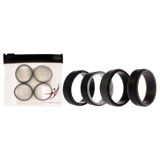 Silicone Wedding 2Layer Step Ring Set - Grey-Black