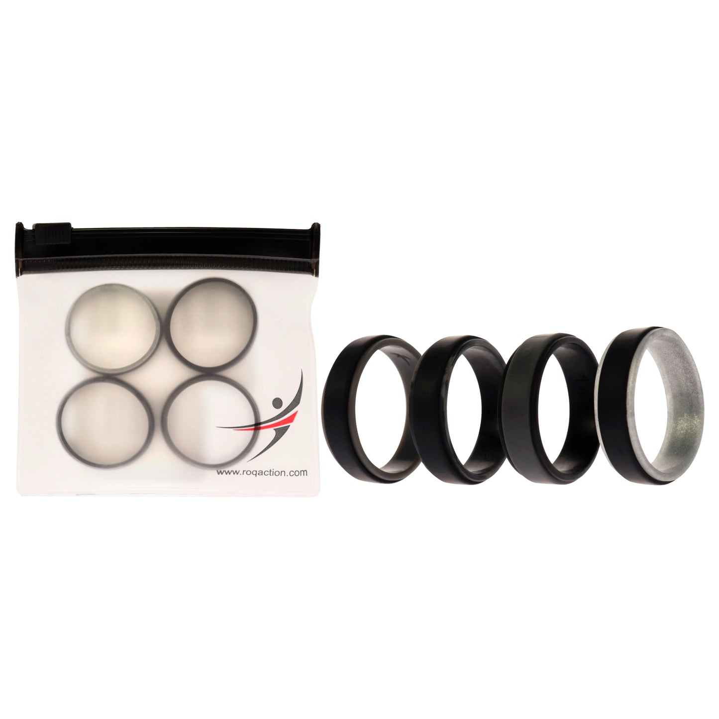 ROQ Silicone Wedding 2Layer Step Ring Set - Grey Black