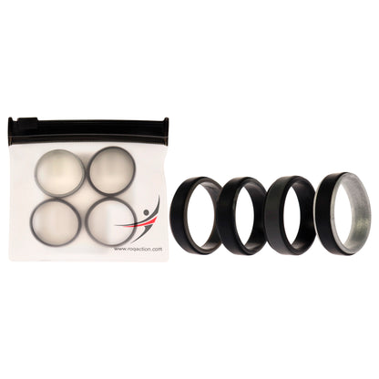 ROQ Silicone Wedding 2Layer Step Ring Set - Grey Black