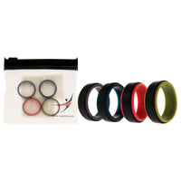 ROQ Silicone Wedding 2Layer Step Ring Set - Black