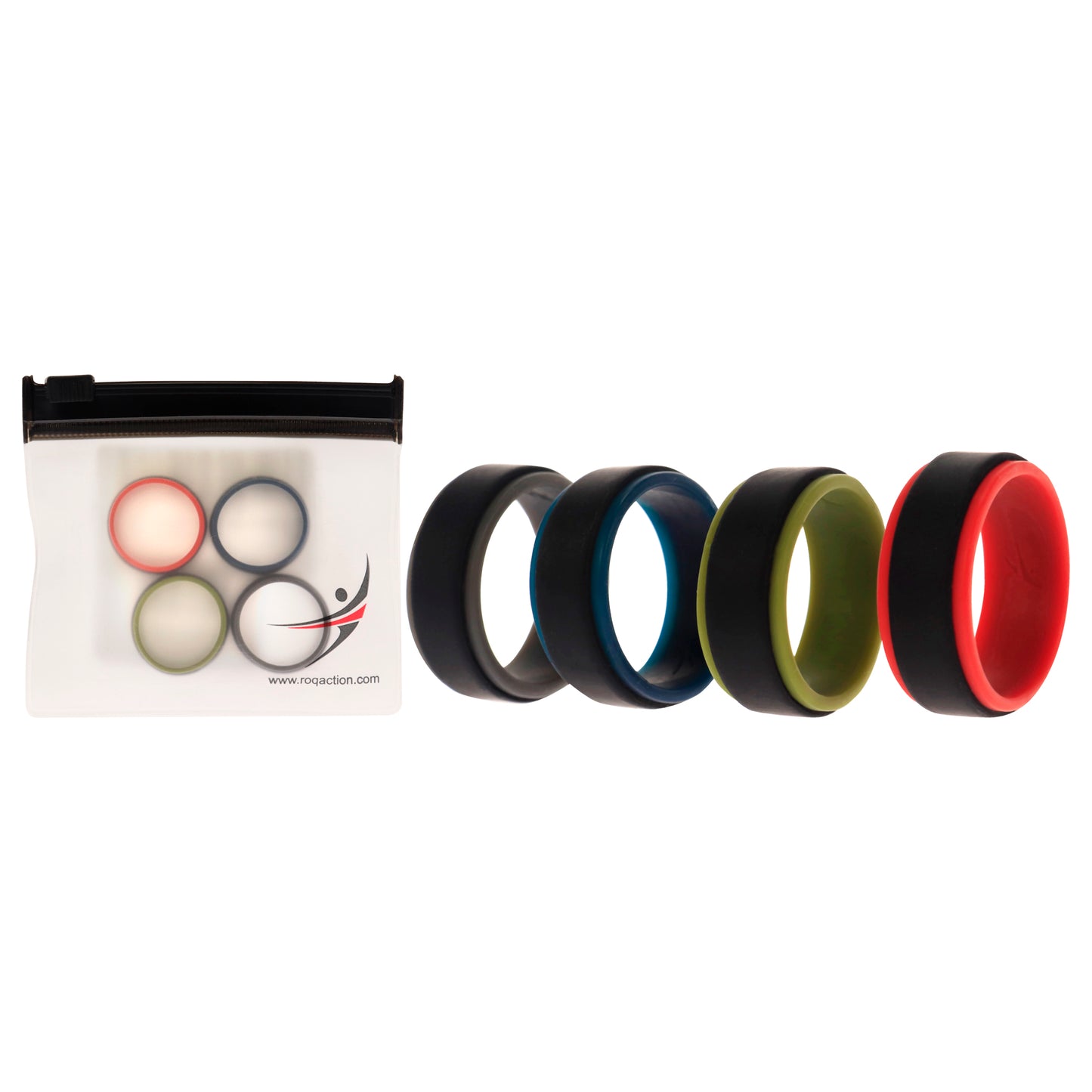 ROQ Silicone Wedding 2Layer Step Ring Set - Black