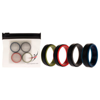 ROQ Silicone Wedding 2Layer Step Ring Set - Black