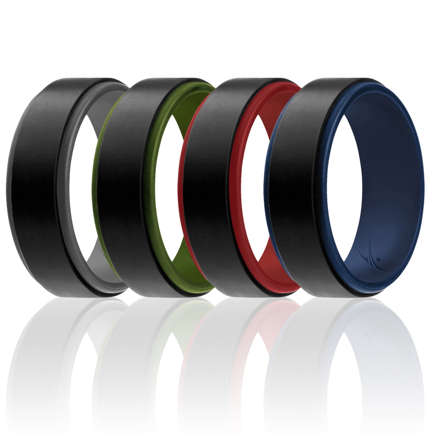 ROQ Silicone Wedding 2Layer Step Ring Set - Black