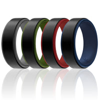 ROQ Silicone Wedding 2Layer Step Ring Set - Black
