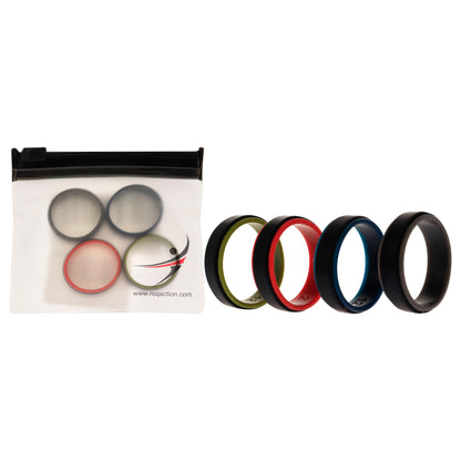 ROQ Silicone Wedding 2Layer Step Ring Set - Black