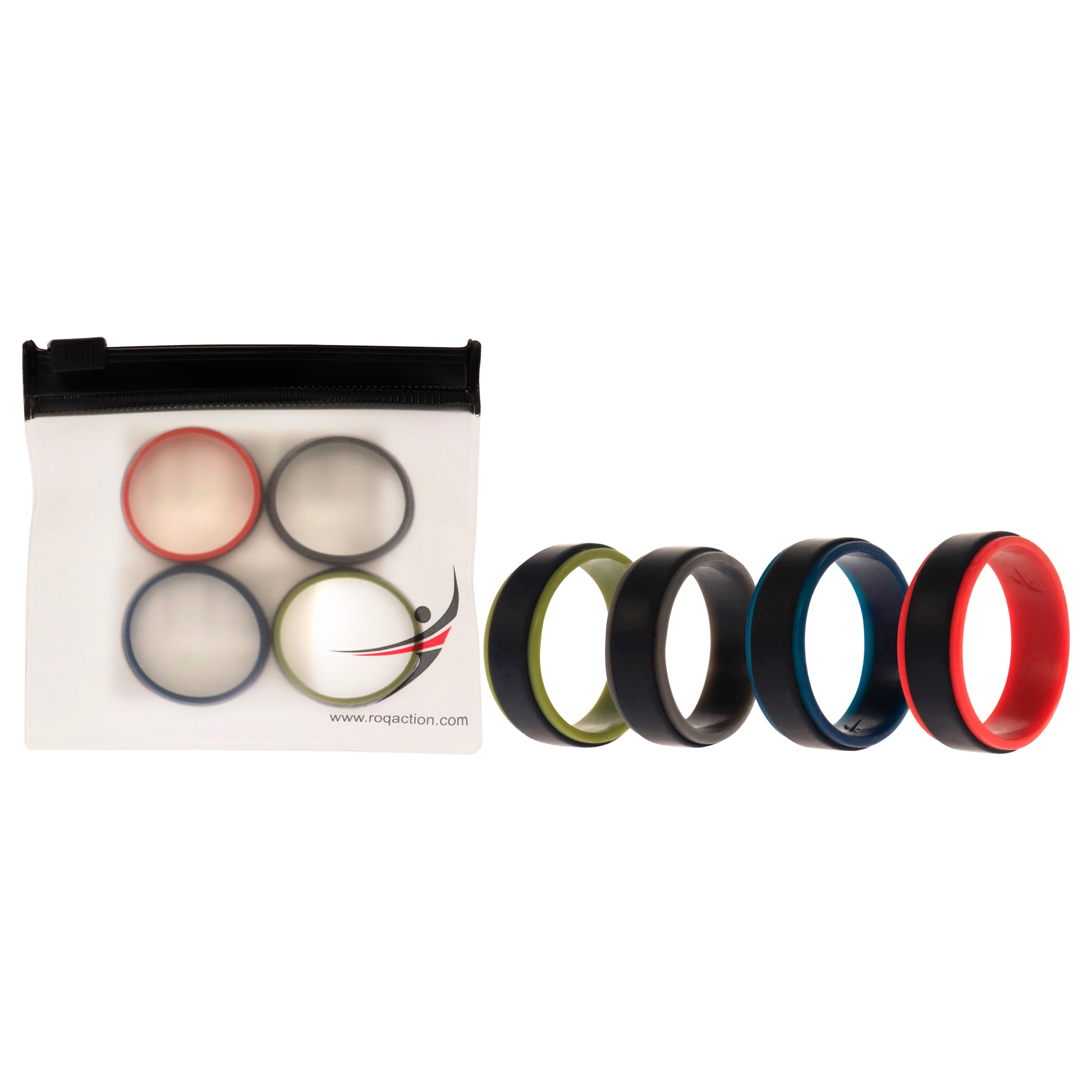 ROQ Silicone Wedding 2Layer Step Ring Set - Black