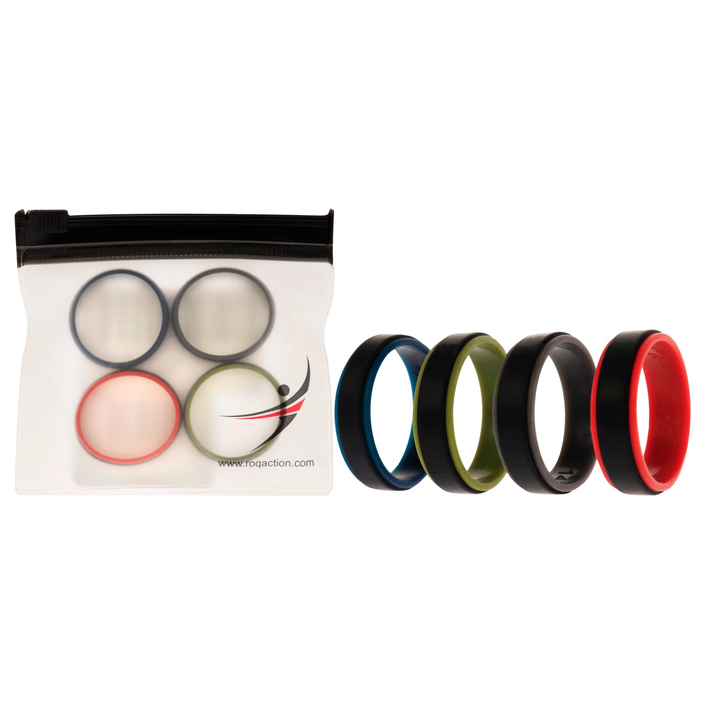 ROQ Silicone Wedding 2Layer Step Ring Set - Black
