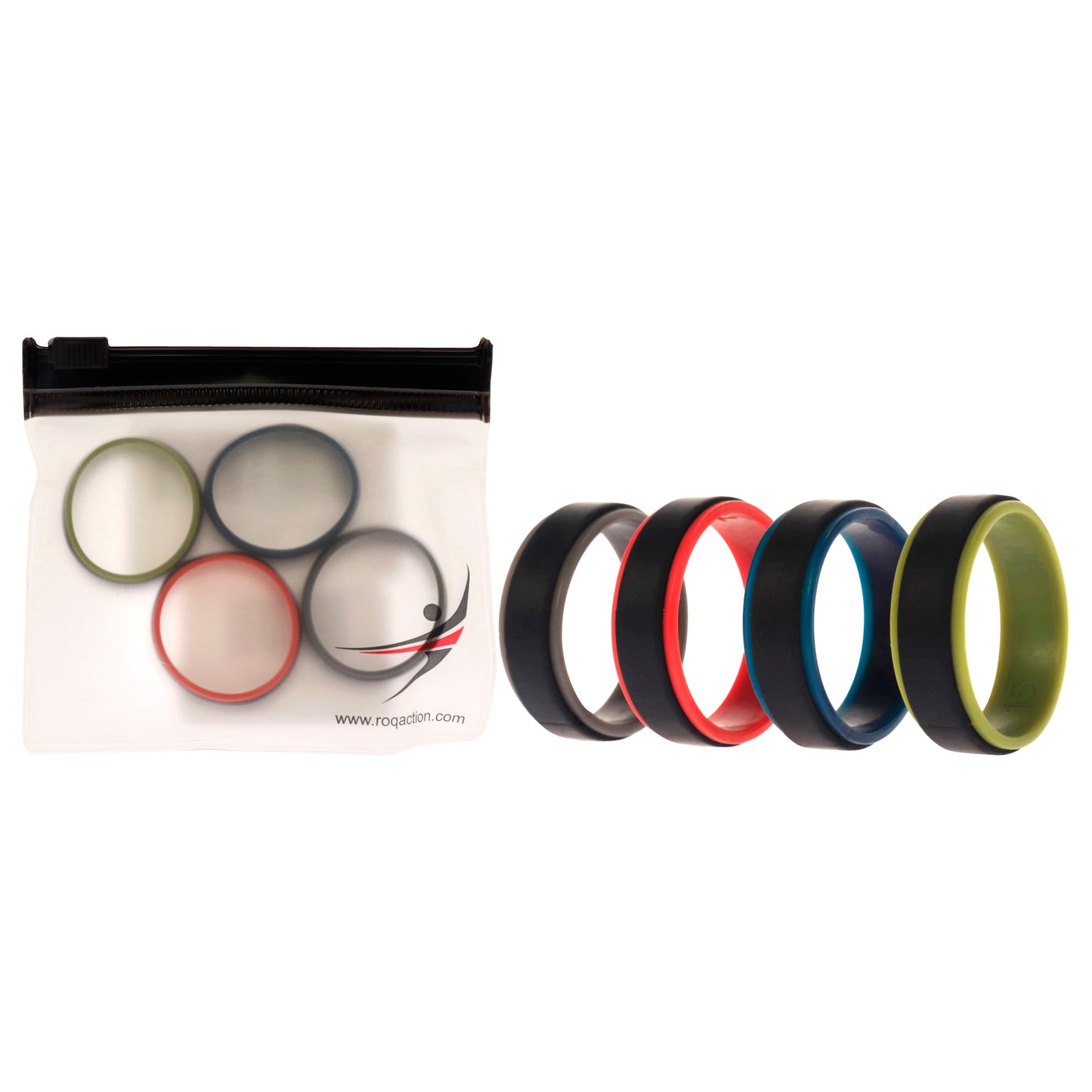 ROQ Silicone Wedding 2Layer Step Ring Set - Black