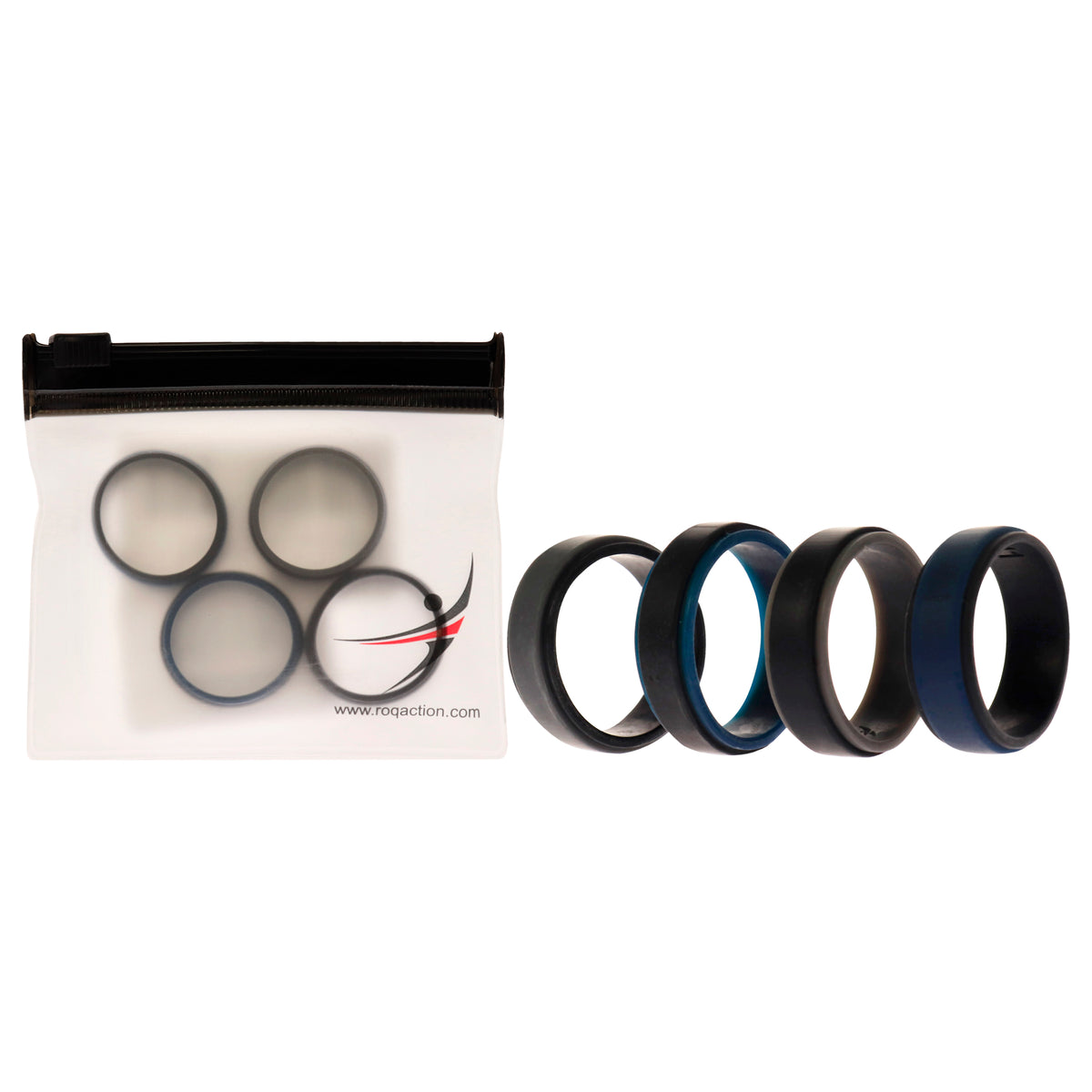 Silicone Wedding 2Layer Step Ring Set - Black-Blue
