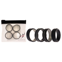 ROQ Silicone Wedding 2Layer Middle Line Ring Set - Black-Camo