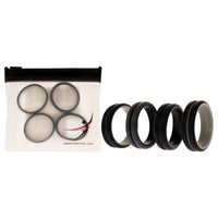 ROQ Silicone Wedding 2Layer Middle Line Ring Set - Black-Camo