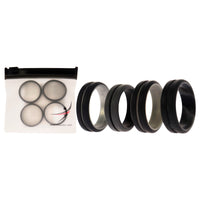 ROQ Silicone Wedding 2Layer Middle Line Ring Set - Black-Camo