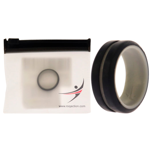ROQ Silicone Wedding 2Layer Middle Line Ring - Grey-Black