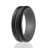 ROQ Silicone Wedding 2Layer Middle Line Ring - Grey-Black