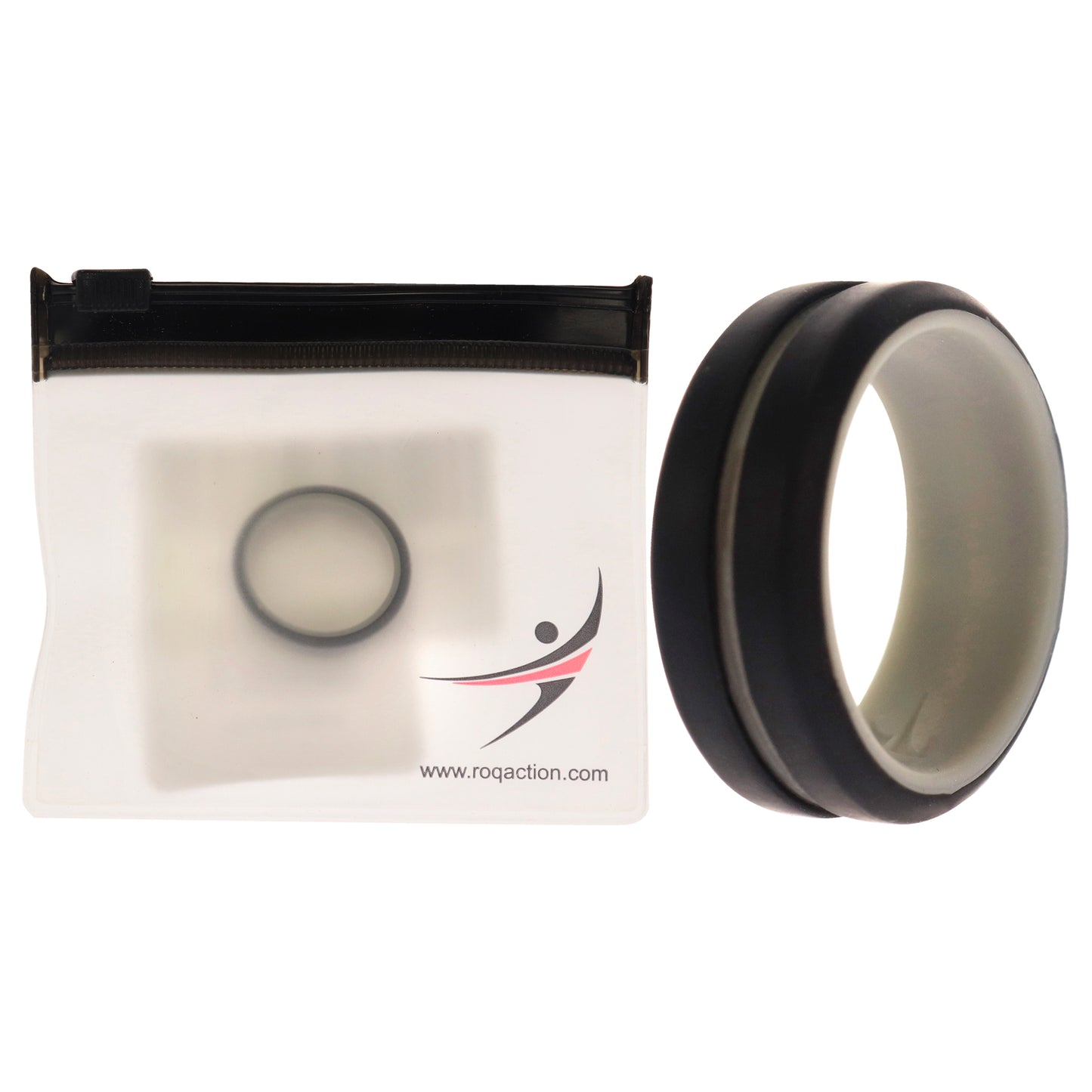 ROQ Silicone Wedding 2Layer Middle Line Ring - Grey-Black