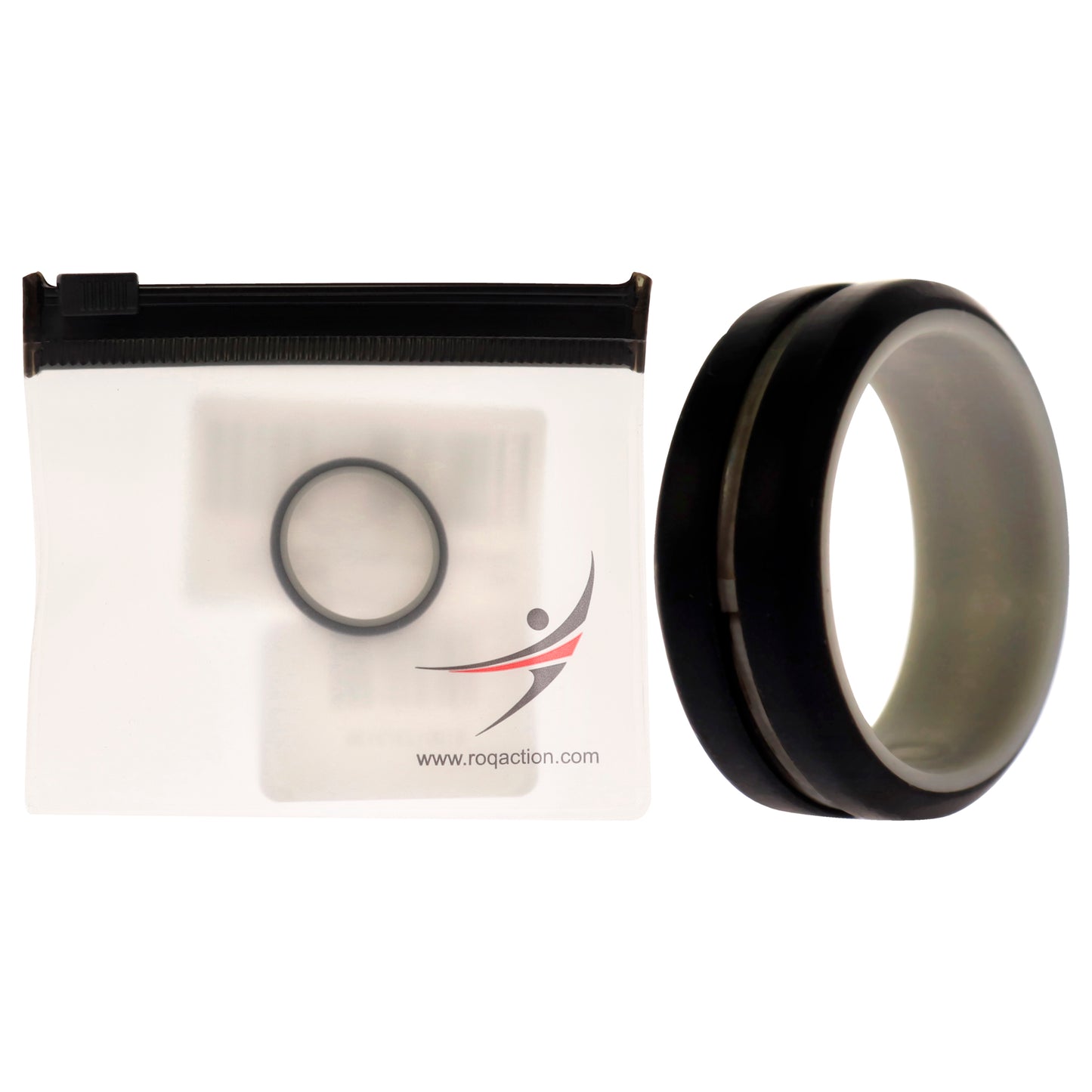 ROQ Silicone Wedding 2Layer Middle Line Ring - Grey-Black