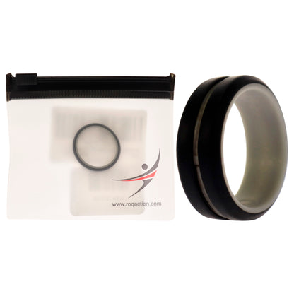 ROQ Silicone Wedding 2Layer Middle Line Ring - Grey-Black