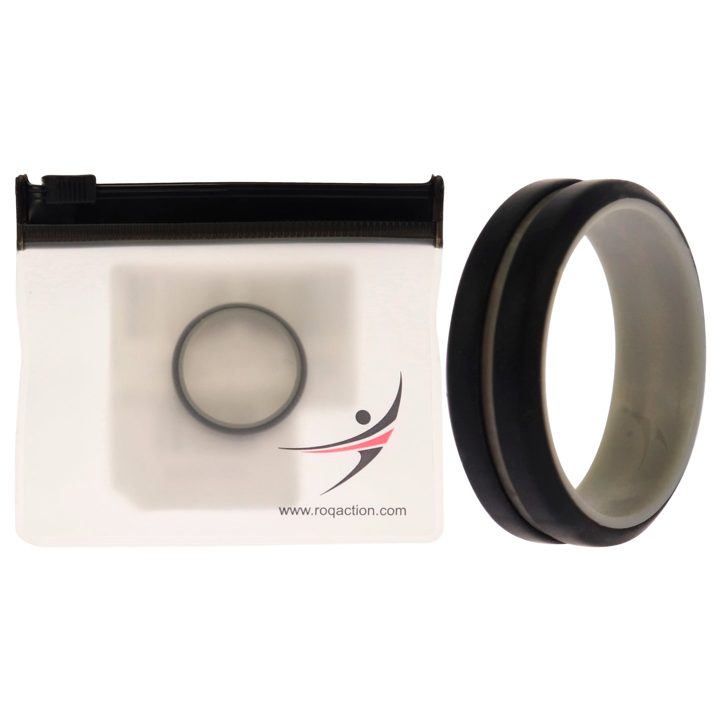 ROQ Silicone Wedding 2Layer Middle Line Ring - Grey-Black