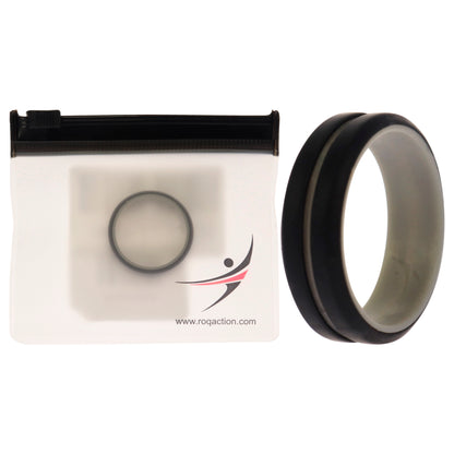ROQ Silicone Wedding 2Layer Middle Line Ring - Grey-Black