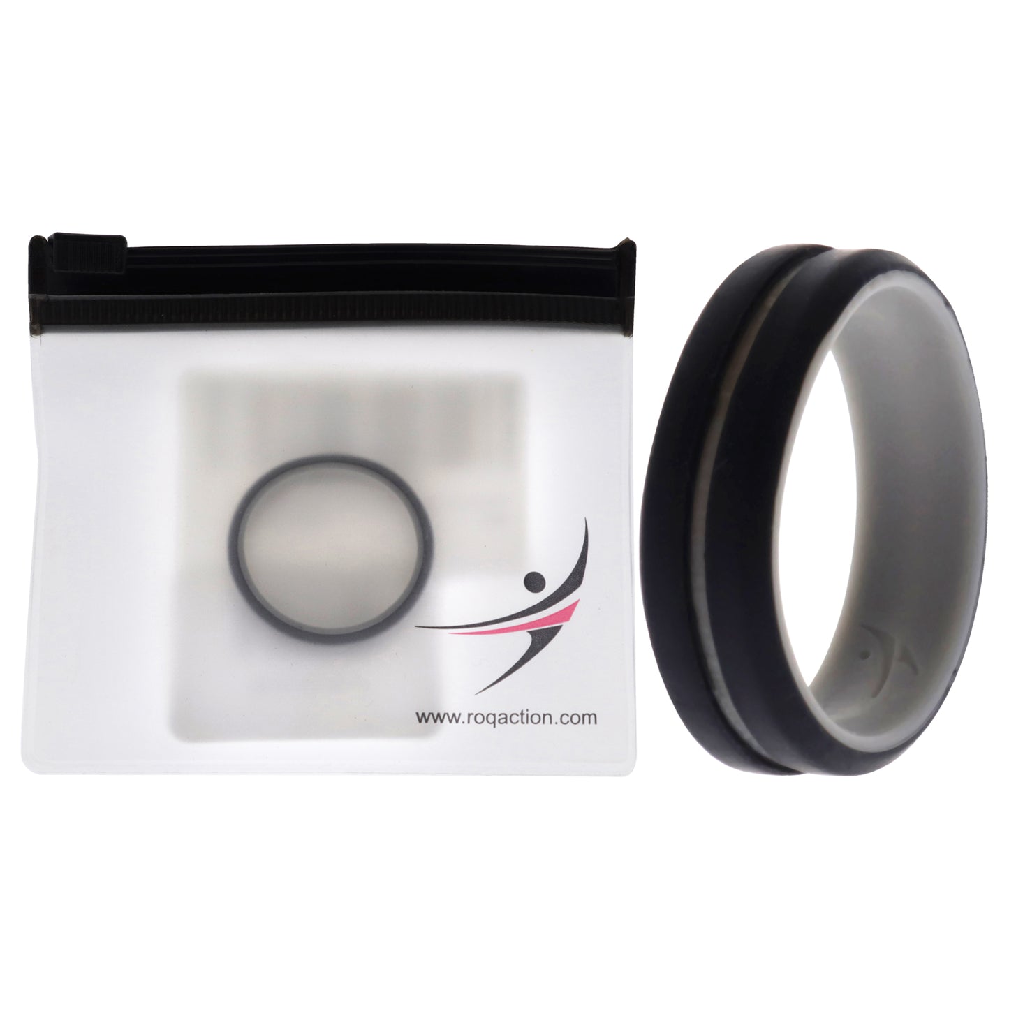 ROQ Silicone Wedding 2Layer Middle Line Ring - Grey-Black