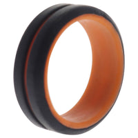 Silicone Wedding 2Layer Middle Line Ring - Orange-Black