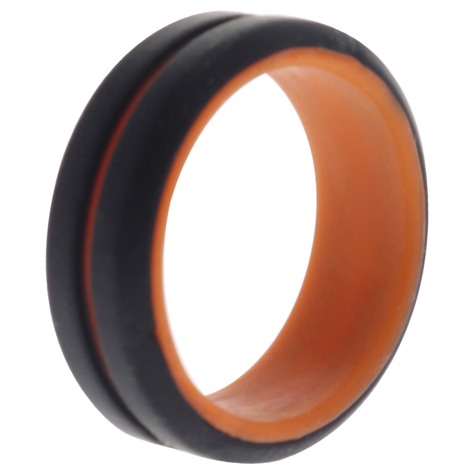 Silicone Wedding 2Layer Middle Line Ring - Orange-Black